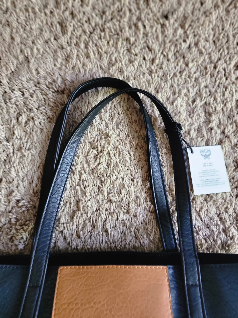 MCM  Parfum Black /Tan Leather Tote Bag - Minimalist Everyday Carry